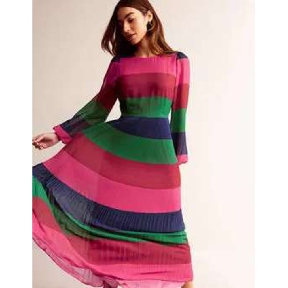 Boden Colourblock Pleated Maxi Dress Size 20-22-R